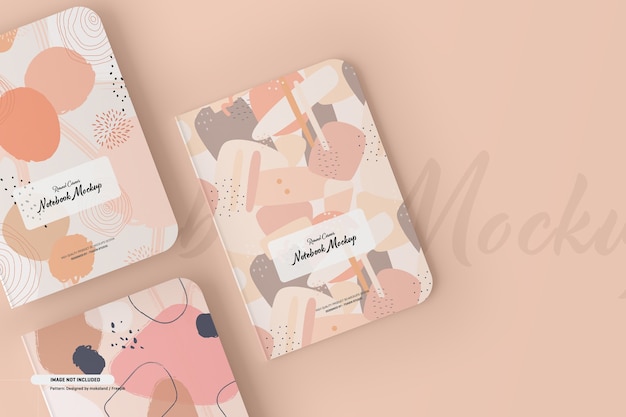 Mockup di taccuino ad angolo rotondo
