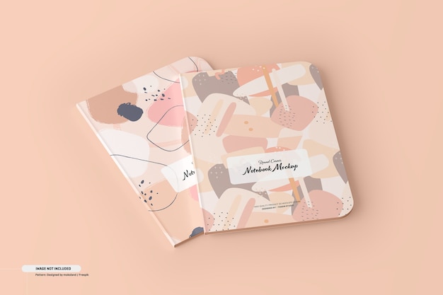 Mockup di taccuino ad angolo rotondo