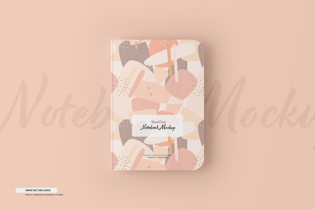 Mockup di taccuino ad angolo rotondo