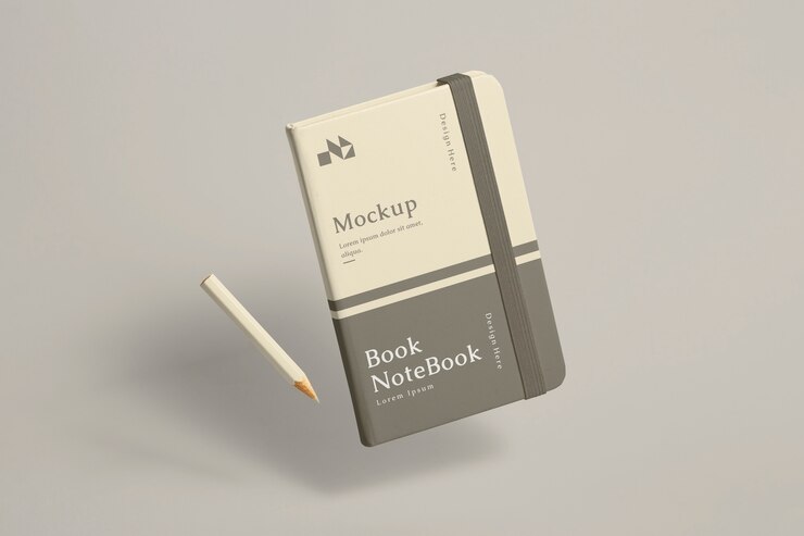 Mockup di taccuino galleggiante