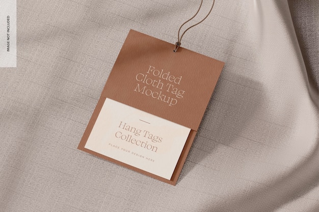 Mockup di tag di stoffa piegata