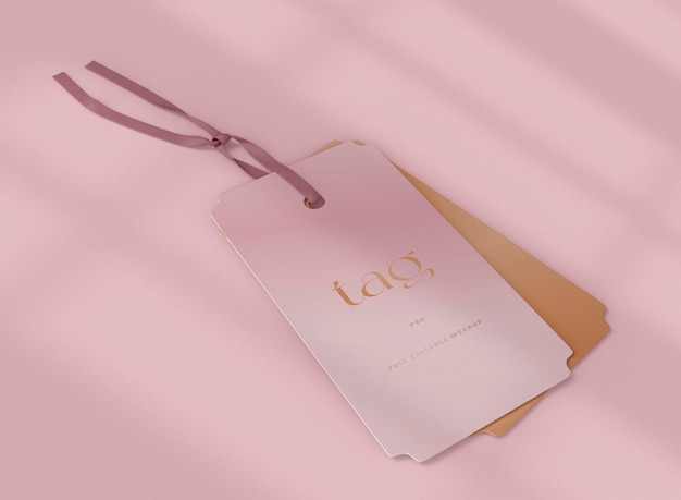 Mockup di tag etichetta con ombra. Concetto di vendita