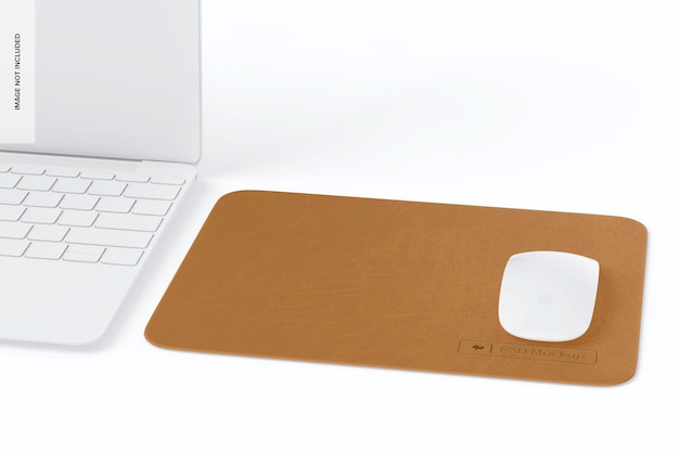 Mockup di tappetino per mouse rettangolare in pelle, vista frontale