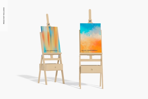 Mockup di tela artistica 2:3, vista frontale e laterale