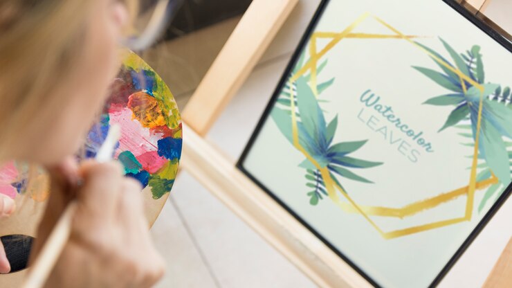 PSD mockup di telaio con il concetto di arte dello studio