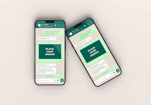 Mockup di telefoni chat vista sopra