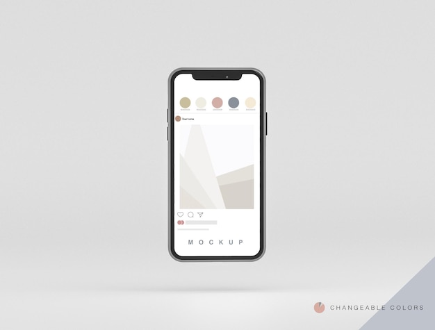 Mockup di telefono 3D minimale frontale levitante