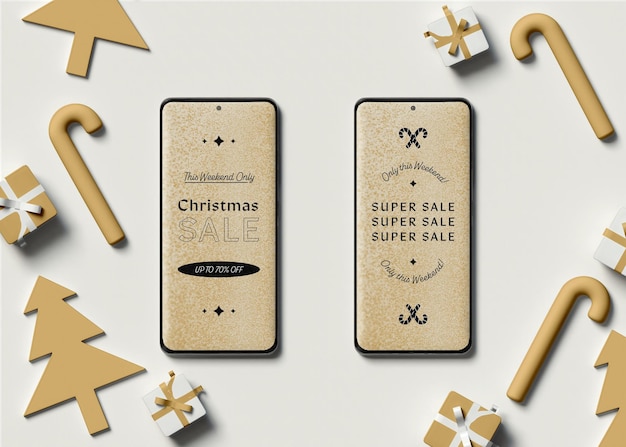 Mockup di telefono di Natale