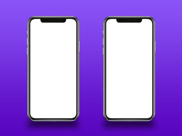 mockup di telefono su sfondo viola