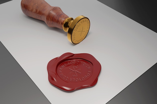 Mockup di timbro sigillo di cera