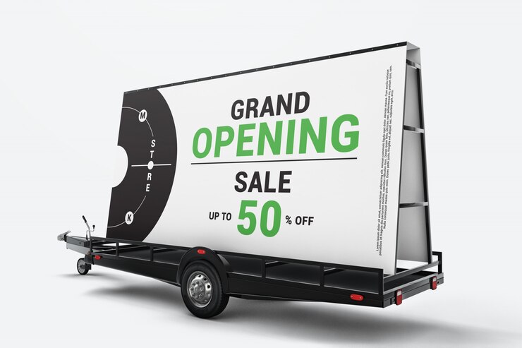 Mockup di trailer cartellone mobile