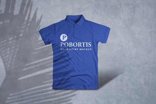 Mockup di tshirt polo carattere blu moderno