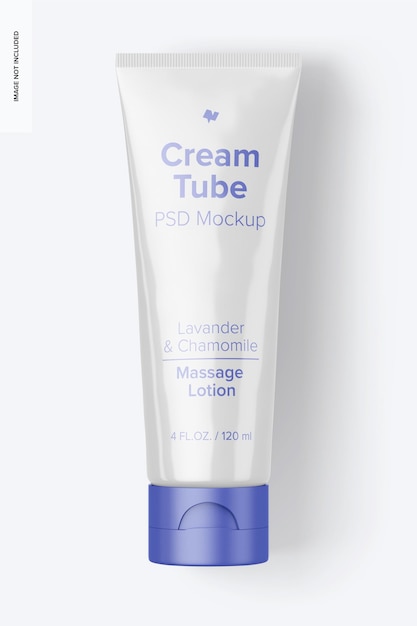 Mockup di tubo crema da 4 once, vista dall'alto
