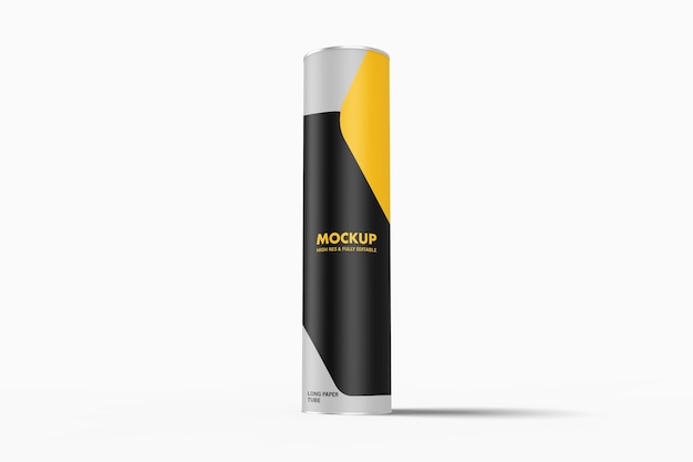 Mockup di tubo di carta lungo con vista dal basso