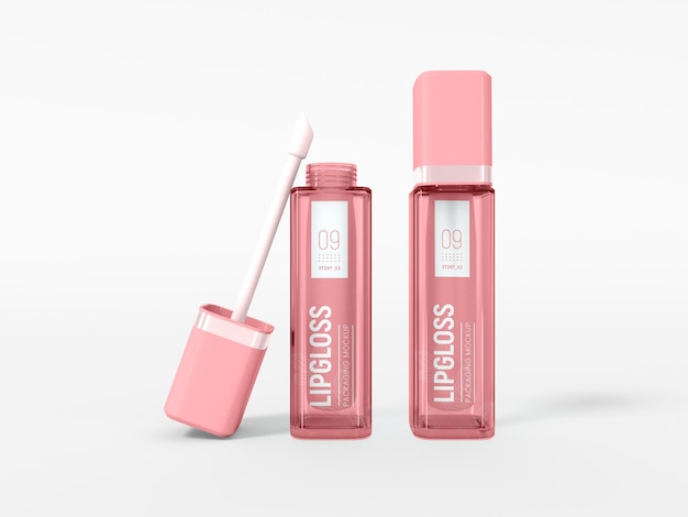 Mockup di tubo lucidalabbra in plastica lucida trasparente