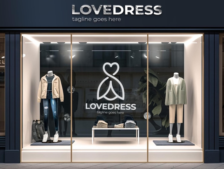 PSD mockup di un cartello di un negozio di abbigliamento