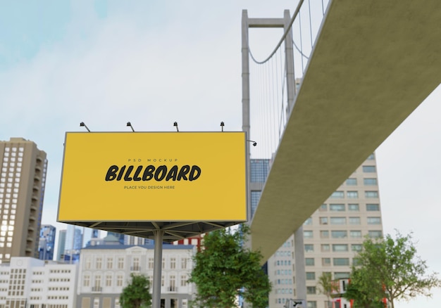 Mockup di un cartellone pubblicitario rettangolare Psd