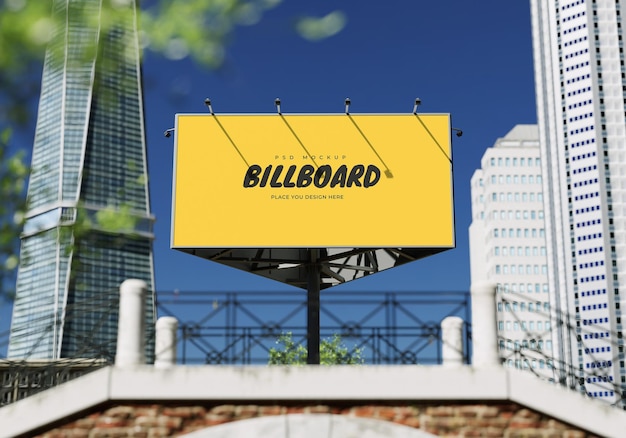 Mockup di un cartellone pubblicitario rettangolare Psd