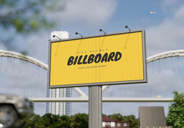Mockup di un cartellone pubblicitario rettangolare Psd