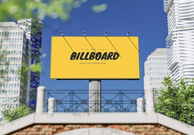 Mockup di un cartellone pubblicitario rettangolare Psd