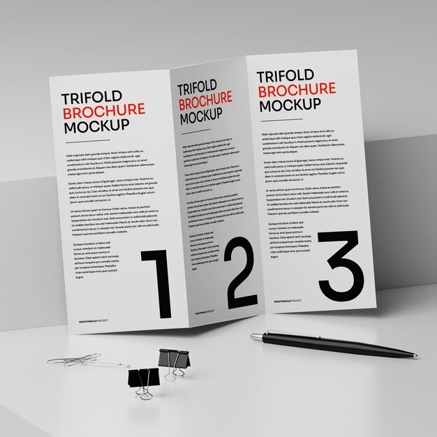 Mockup di un opuscolo triplo minimalista