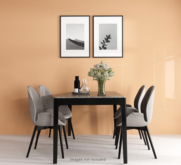 Mockup di un poster con cornice verticale in soggiorno