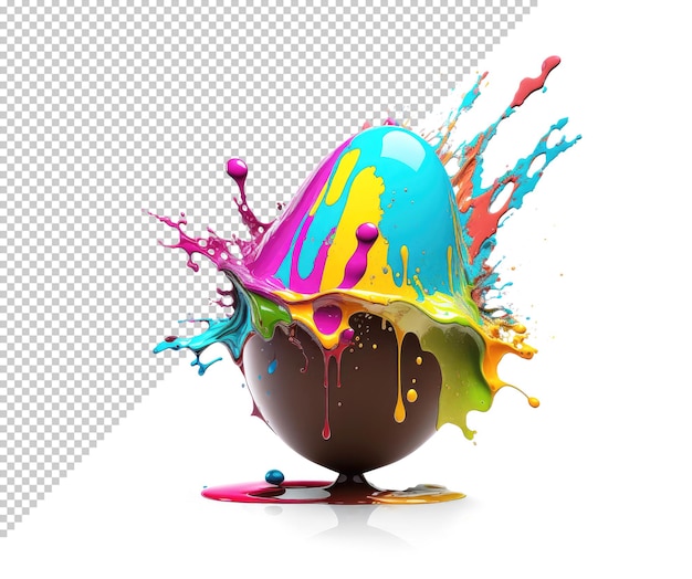 Mockup di un uovo di pasqua in spruzzi colorati