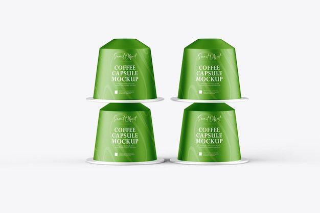 Mockup di una tazza di capsule di caffè lucida