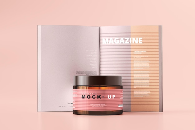 Mockup di vasetto cosmetico in vetro ambrato