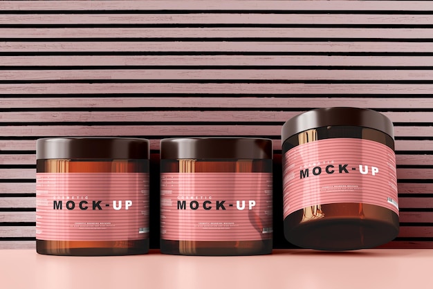 Mockup di vasetto cosmetico in vetro ambrato