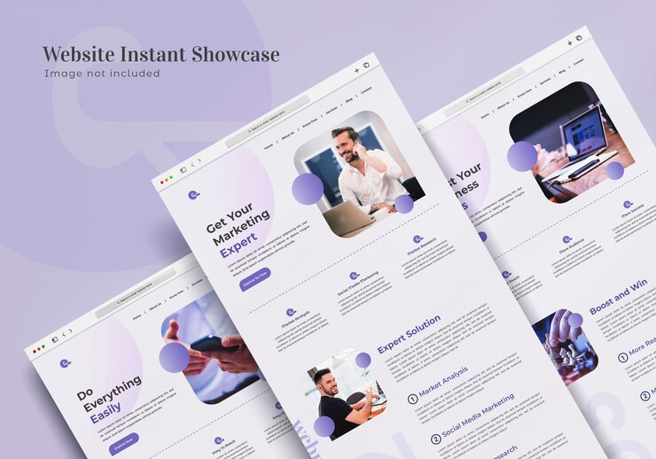 PSD mockup di vetrina istantanea del sito web isolato