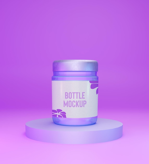 Mockup di vetro per bottiglia di vasetto cosmetico per la presentazione del prodotto