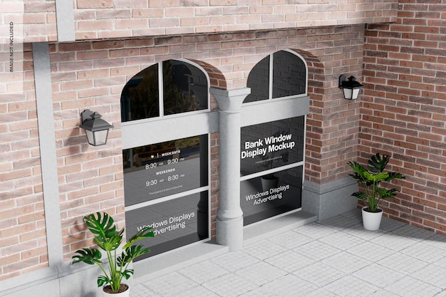 Mockup di visualizzazione della finestra della banca, veduta dall'alto