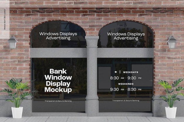 Mockup di visualizzazione della finestra della banca, vista frontale
