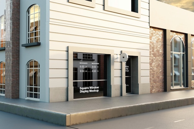 Mockup di visualizzazione della finestra quadrata, prospettiva