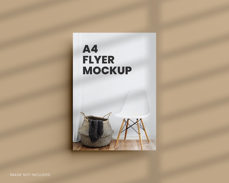 mockup di volantino a4 in rendering 3d