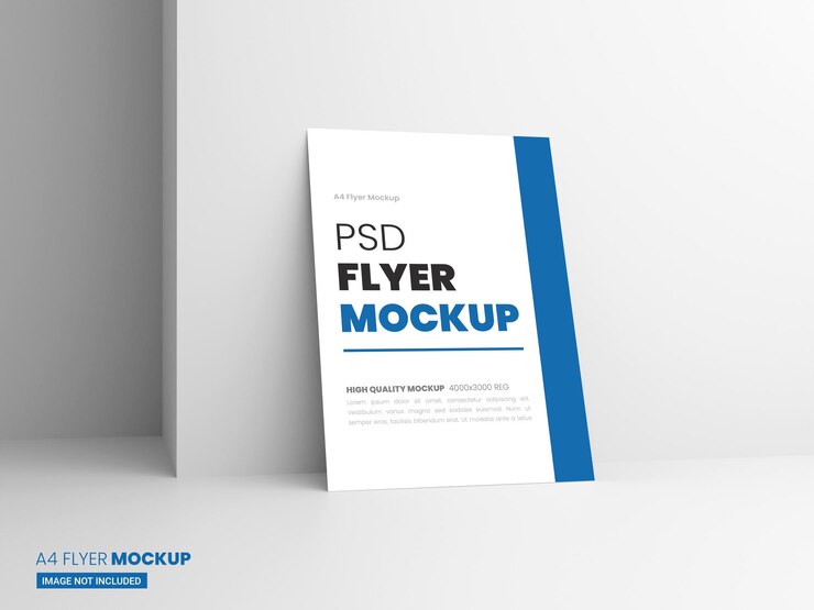 Mockup di volantino A4 nel rendering 3D