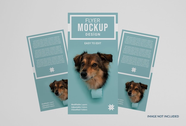 Mockup di volantino creativo per l'adozione di animali domestici