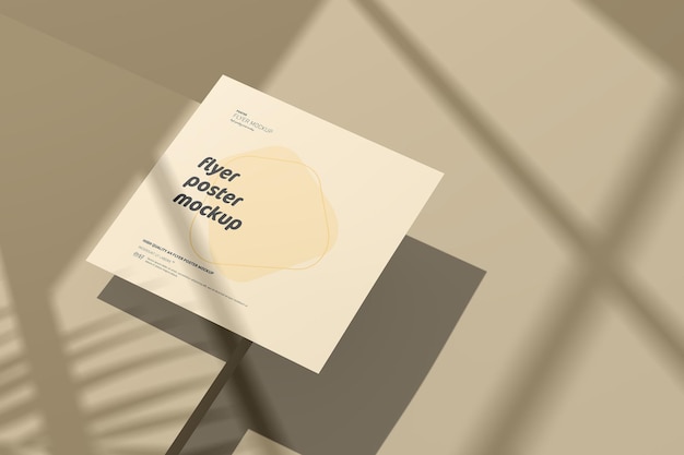 Mockup di volantino quadrato con sovrapposizione di ombre