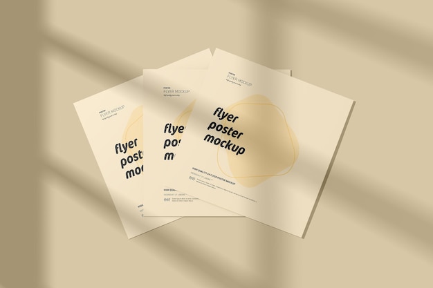 Mockup di volantino quadrato con sovrapposizione di ombre