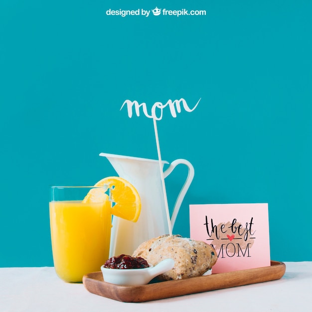 Mockup para el día de la madre con desayuno