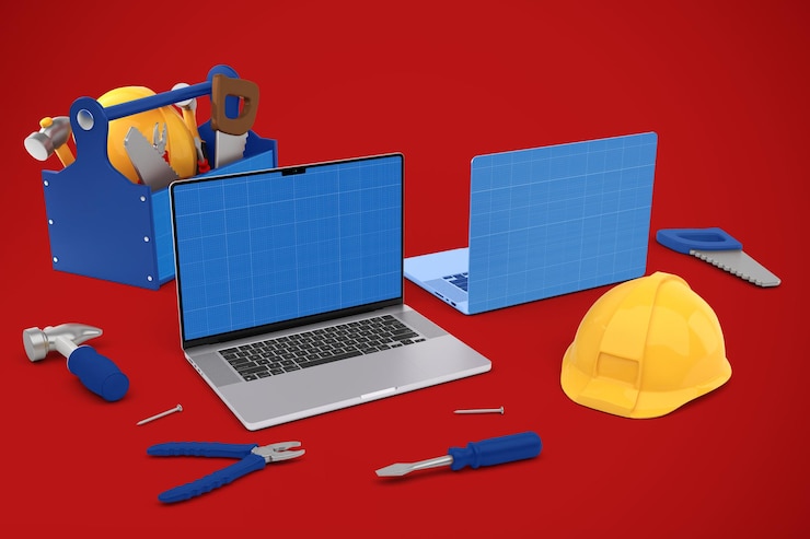 PSD mockup del día del trabajo en portátil