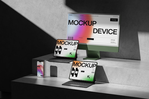 Mockup digitale del dispositivo dekstop con rendering 3D realistico.