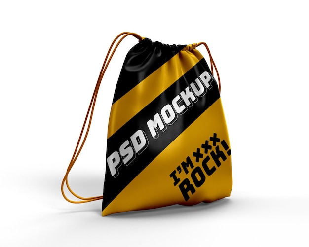 PSD mockup dinámico de mochila con cordón realista