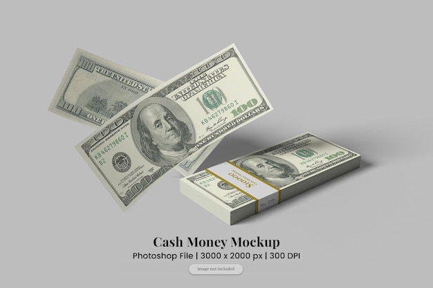 Mockup de dinero en efectivo para presentar su folleto y banner de marketing