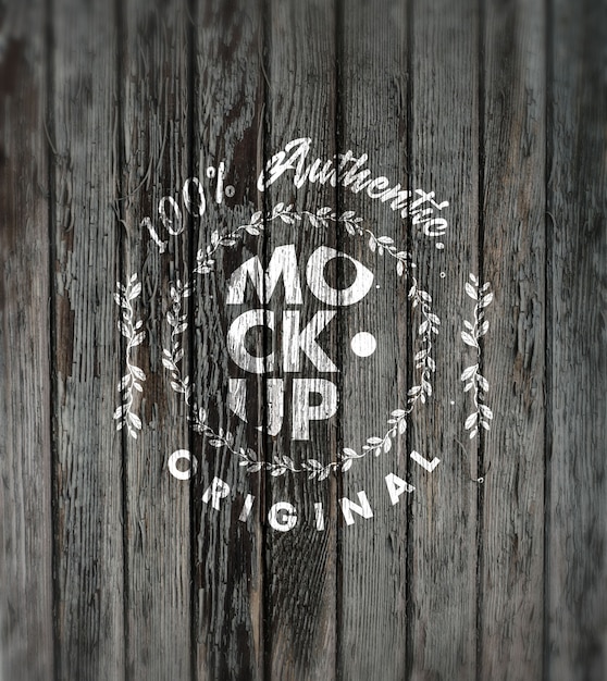 Mockup con diseño de madera