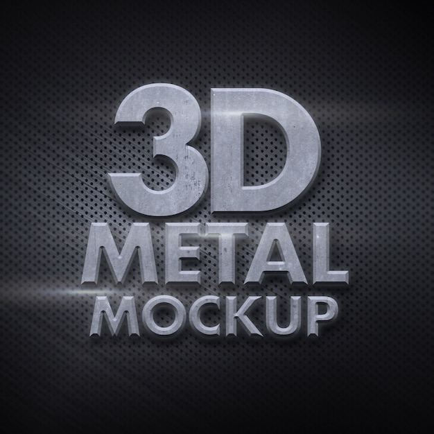 PSD mockup con diseño de metal