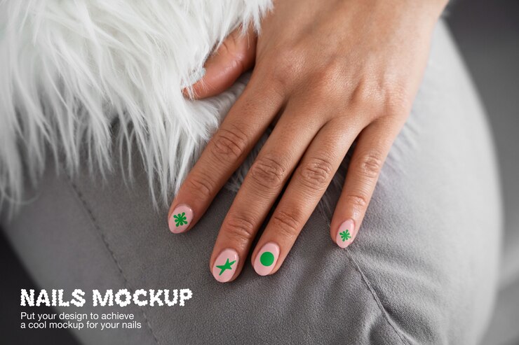 PSD mockup de diseño de uñas de primer plano
