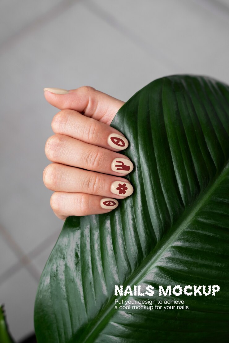 PSD mockup de diseño de uñas de primer plano