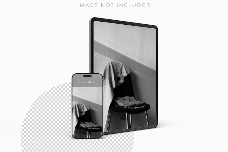 PSD mockup de dispositivo digital realista para tabletas y teléfonos inteligentes con pantalla en blanco aislada en el fondo tecnología plantilla de visualización vacía para la presentación de aplicaciones y sitios web ui ux